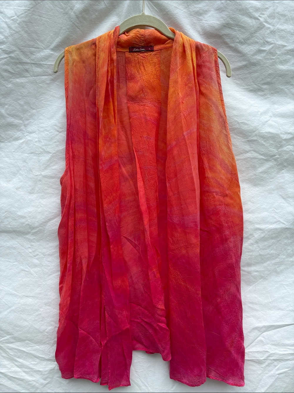 Casual Lightweight Sleeveless Vest - Multicolor Pink & Orange